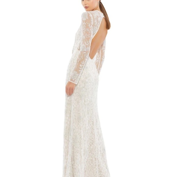 Mac Duggal 10821 NWT LONG SLEEVE FLORAL EMBELLISHED GOWN - Picture 3 of 8